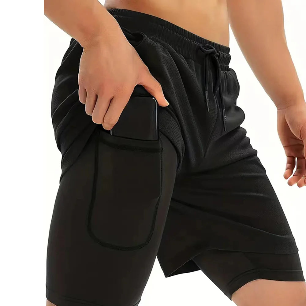 Mens Compression Lined Gym Shorts