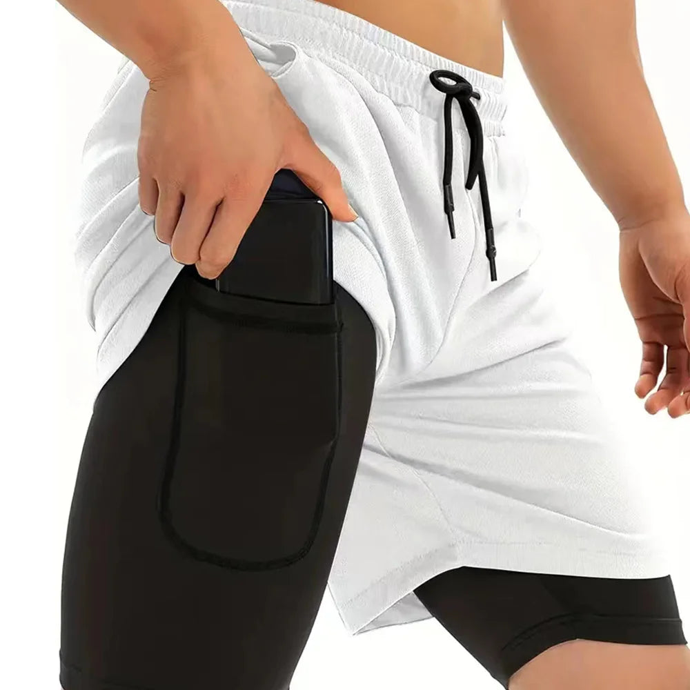 Mens Compression Lined Gym Shorts