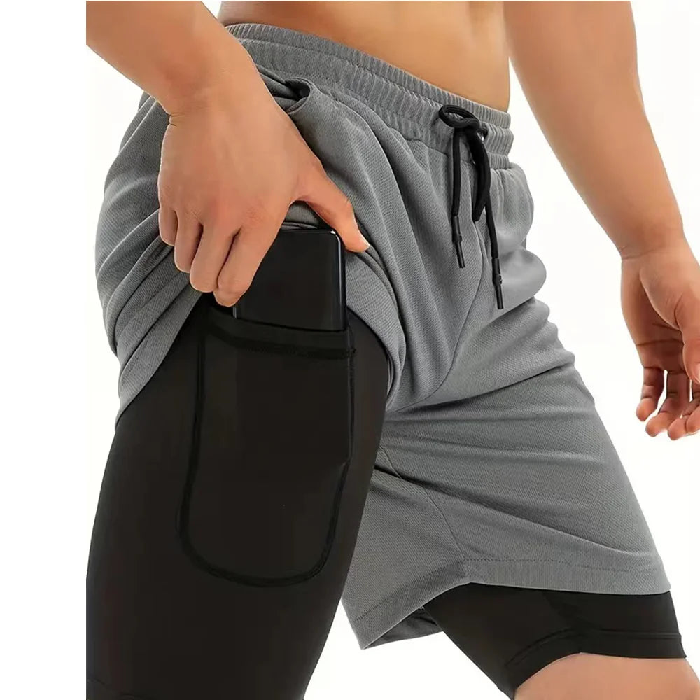 Mens Compression Lined Gym Shorts